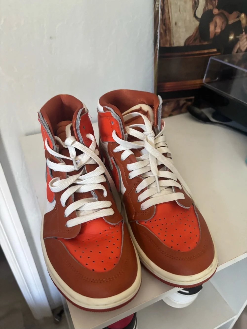 Nike Women's High-Top Sneakers in Orange, White and Brown
